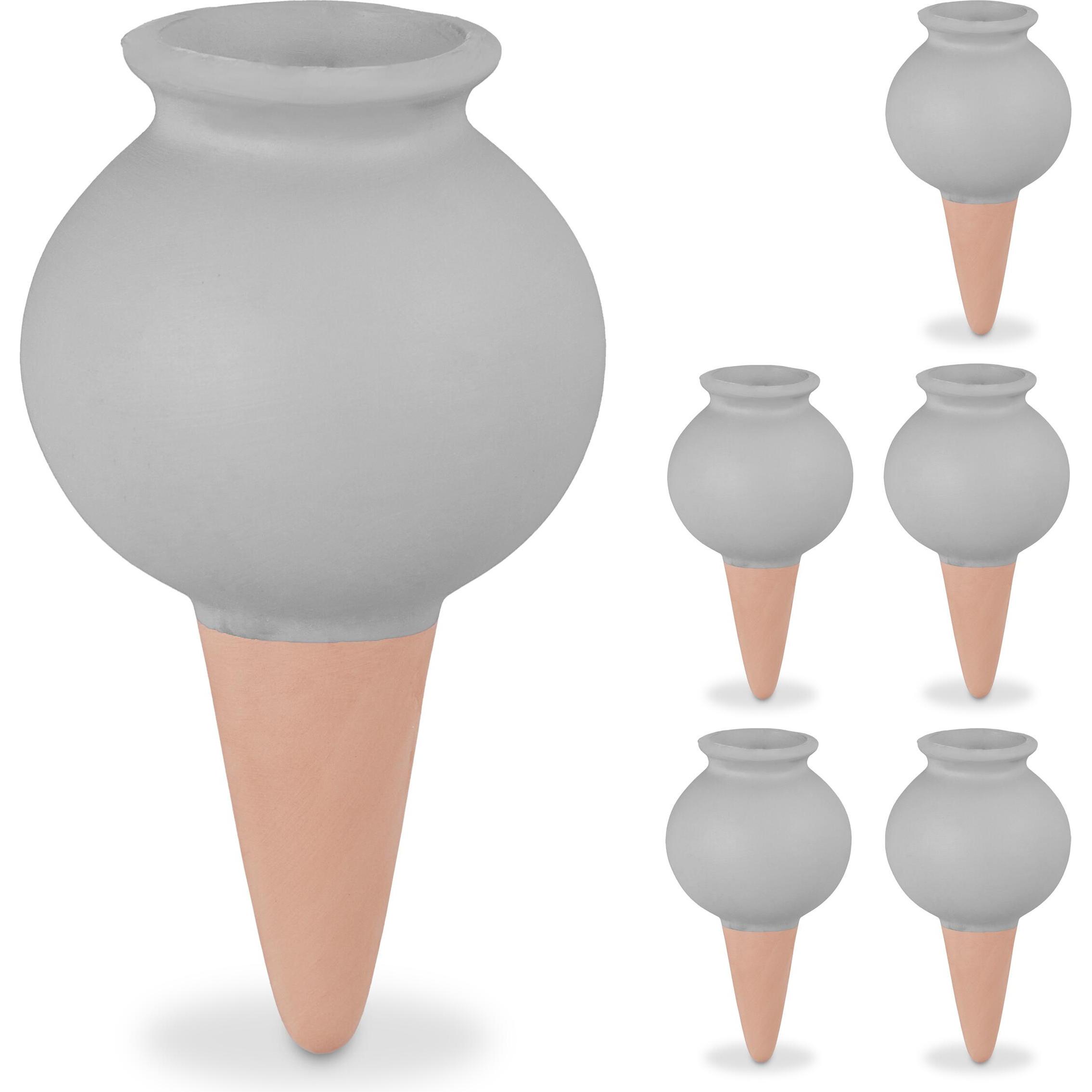 Relaxdays, Bewässerungskugeln + Tonkegel, 6x Tonspitzen (Tonkegel Bewässerung)