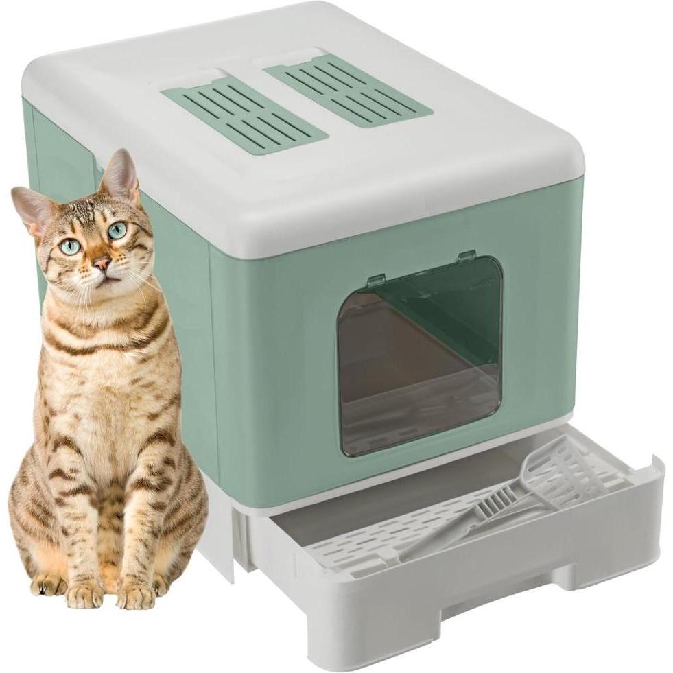 Meilleurs prix pour Bac à litière pliable pour chat - FERPLAST - SAHARA - Vert - Tiroir coulissant - Filtre à charbon