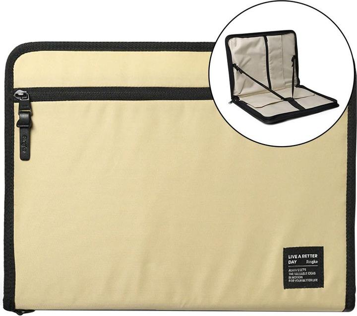 Ringke Smart Zip Pouch universal case for laptop, tablet (up to 13 #), stand, bag, organizer, beige (13")