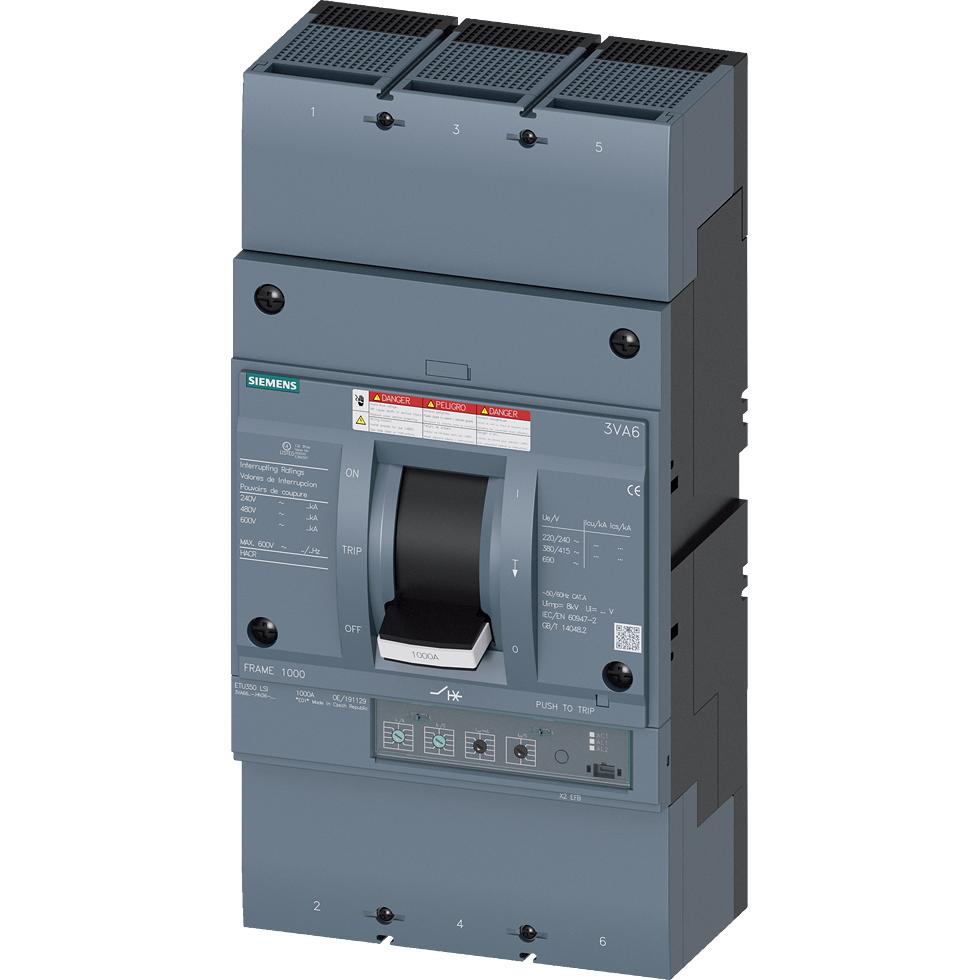 Siemens, Schutzschalter, Leistungsschalter 3VA6 UL Frame 1000 Schaltvermögenklasse H 65kA @ 480 V 3-polig 3VA66106HN360A...