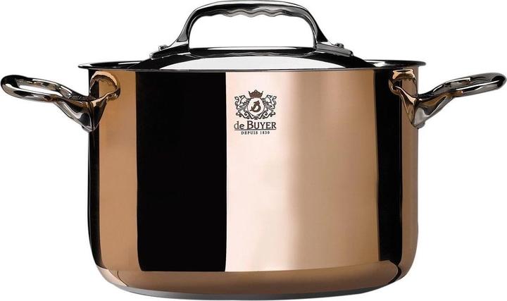 Image du produit de Buyer Prima Matera pot de cuisson à induction, avec couvercle (24 cm, Casserole, Cuivre, Acier inoxydable)