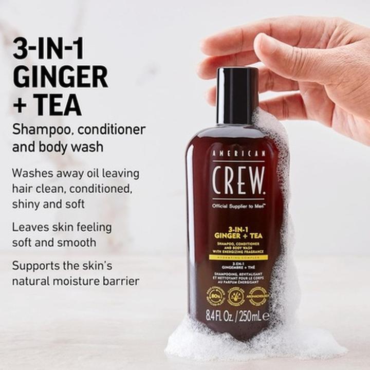 Actual product image American Crew 3-in-1 Ginger & Tea Shampoo, Conditioner & Body Wash (1000 ml, Liquid shampoo)
