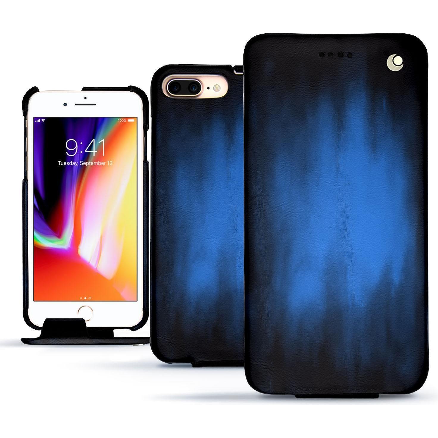 Thumbnail - Noreve Lederschutzhülle vertikal (Apple iPhone 8 Plus), Smartphone Hülle, Blau