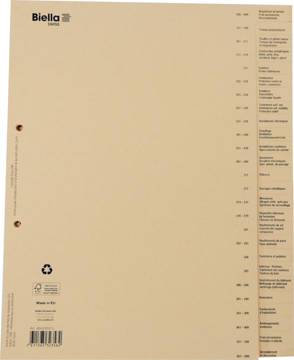 Actual product image Biella Register of Building Regulations, French