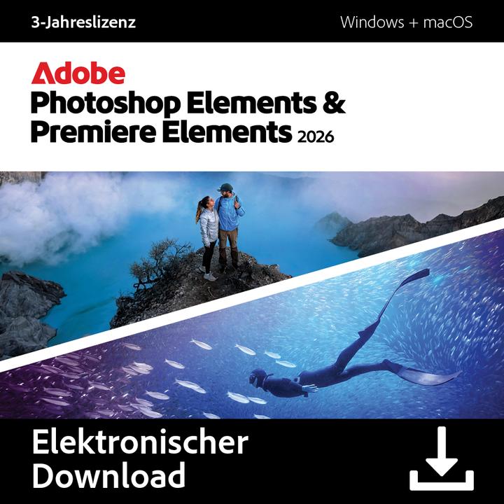 Actual product image Adobe Photoshop & Premiere Elements 2026 3Y Download Code (1 User, 1 Devices/Users, 36 months)