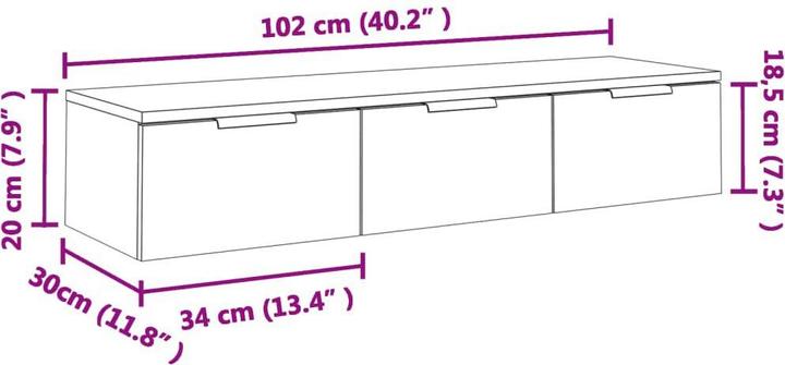 Produktbild vidaXL Wandschrank (102 x 30 x 20 cm)