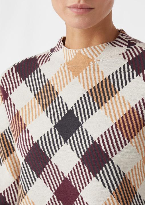 Produktbild Comma Strickpullover Karo-Strickpullover aus Viskosemix mit Stehkragen (32)