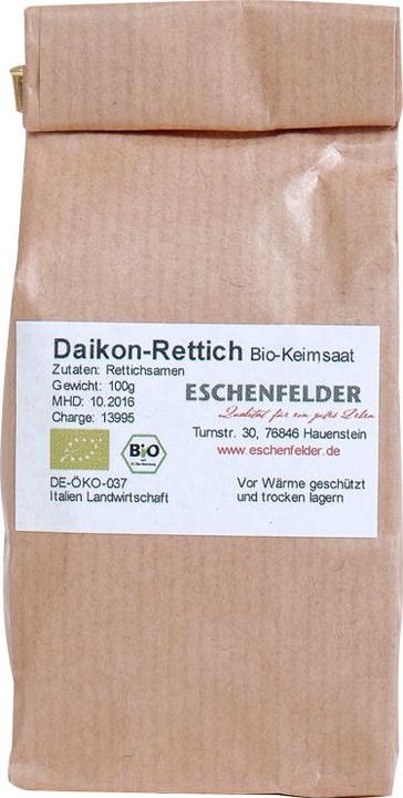 Actual product image Eschenfelder Daikon organic sprouting seeds (Seedlings)