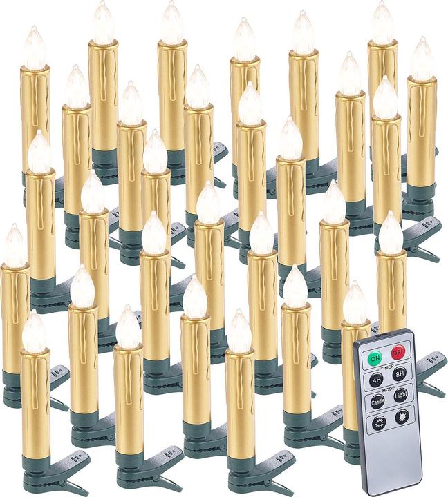 Immagine prodotto Lunartec Set di 30 candele a LED per l'albero di Natale con telecomando (30 x)