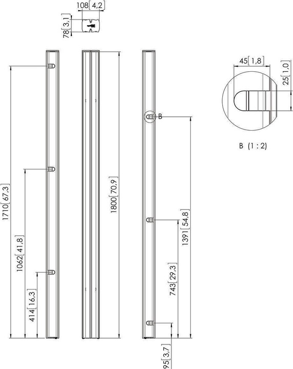 Produktbild Vogels PUC 2718 Standprofil, 180 cm, silber (Adapter- / Montageplatten)