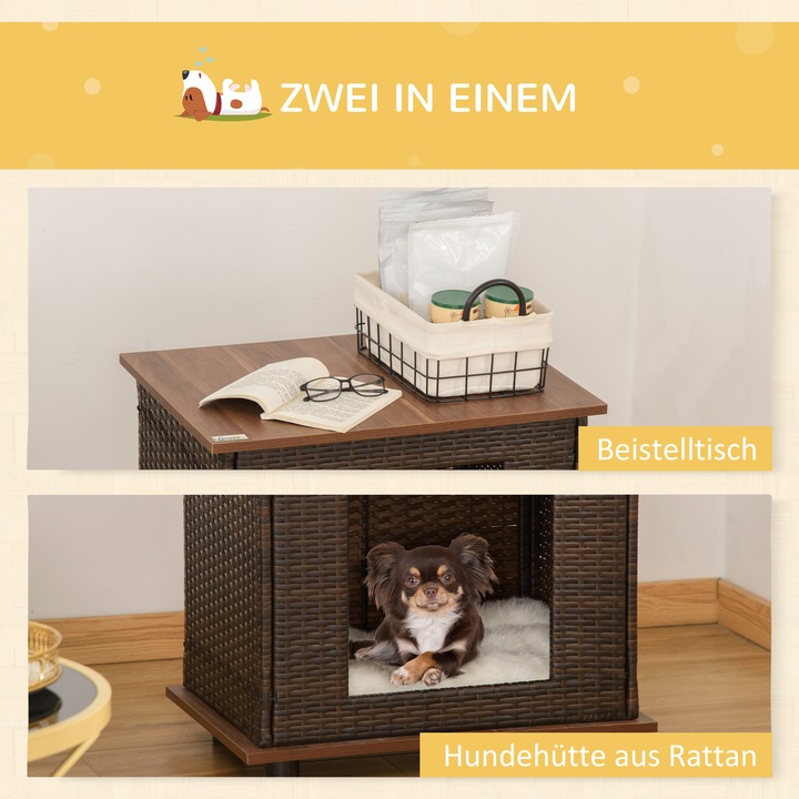 Actual product image PawHut Rattan Dog House with Cushion