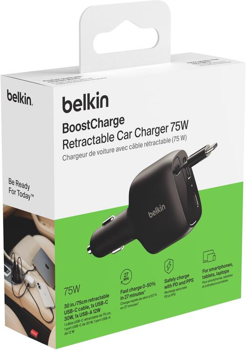 Actual product image Belkin Boostcharge Kfz-Ladegerät 75W ausz. USB-C Kabel CCC001hqBK