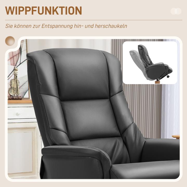 Actual product image Homcom Relaxsessel mit Hocker Kunstleder, Holz Schwarz