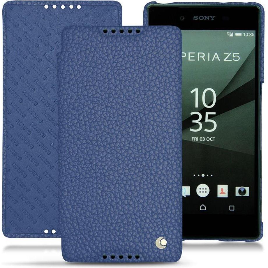Noreve Lederschutzhülle horizontal (Sony Xperia Z5), Smartphone Hülle, Blau
