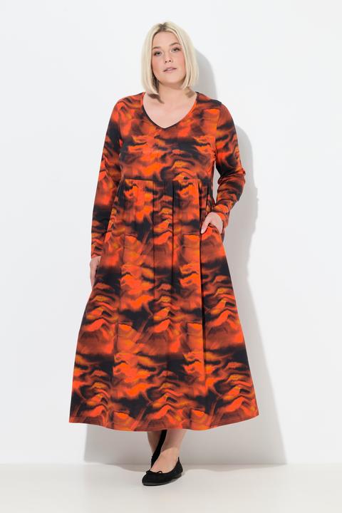 Produktbild Ulla Popken Maxikleid, A-Linie, V-Ausschnitt, Langarm, Taschen (50, 52)