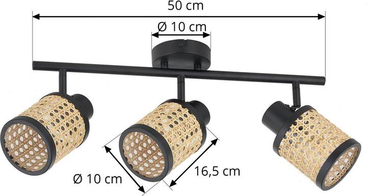 Produktbild Lindby Yaelle Spot Metall Rattan dreiflammig (E27)