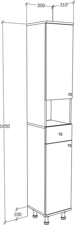 Actual product image VCM Wooden Bathroom Furniture Tall Cabinet Bathroom Cabinet Bathroom Drawer Shelf Nilosi (30 x 31 x 185 cm)