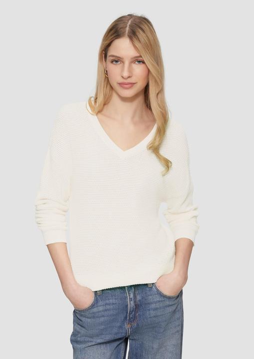 Produktbild S.Oliver Strickpullover Pullover mit Strukturmuster und V-Ausschnitt (M)