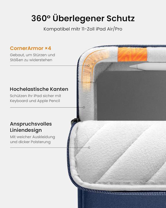 Produktbild tomtoc 360° Tablet Hülle für 11" (Apple iPad 2022 (10. Gen), Lenovo Tab M10, Microsoft Surface Go 2, Samsung Galaxy Tab A7, Samsung Galaxy Tab A8, Samsung Galaxy Tab S7, Samsung Galaxy Tab S8, Samsung Galaxy Tab S9)