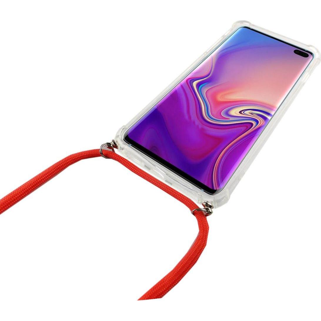 Thumbnail - König Design Handykette für Samsung Galaxy S10 Plus mit Band Case zum umhängen Kordel Pink, Handykette, Transparent