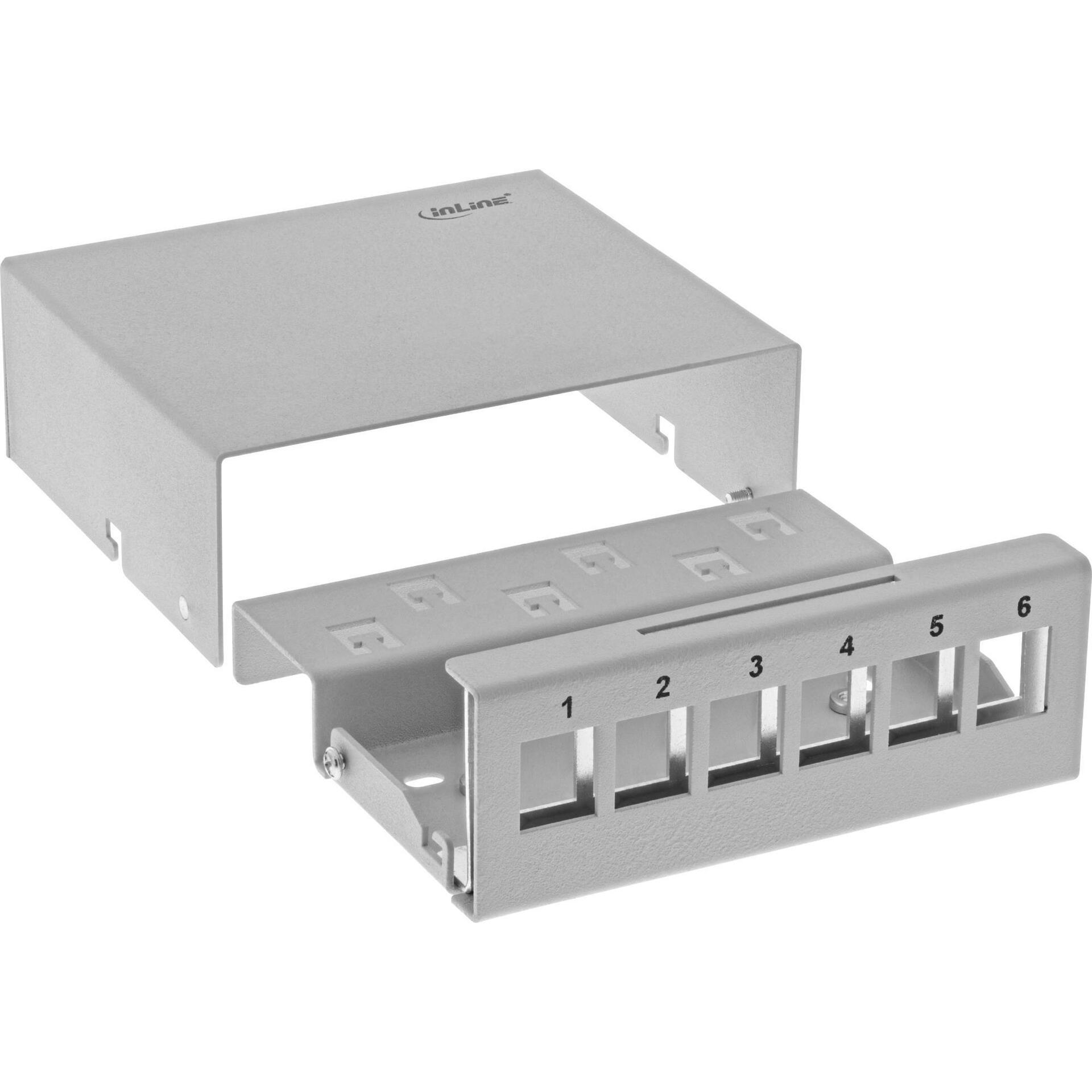 InLine Patchfeld-Dose Aufputz für 6x Keystone RJ45 (Keystone Modulhalter), Netzwerk Zubehör