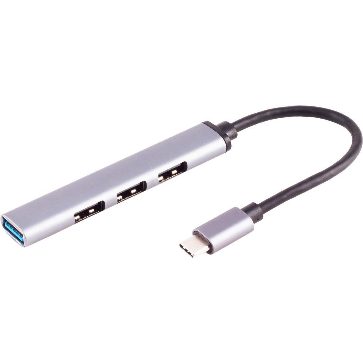 Shiverpeaks S/CONN maximum connectivity USB-C Hub, 3.0, 4-fach USB-A, ALU, slim, 0,12m (4 Ports), Dockingstation + USB H...