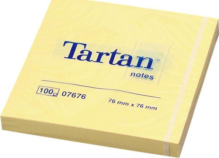 Actual product image Tartan Sticky notes, 76 x 76 mm, 63 gsm, yellow, 100 sheets (76 x 76 mm)