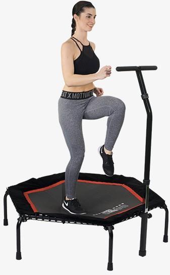 Produktbild Christopeit T200 Fitness Trampolin mit Haltegriff, schwarz/rot (138 cm)