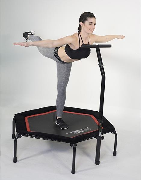 Produktbild Christopeit T200 Fitness Trampolin mit Haltegriff, schwarz/rot (138 cm)