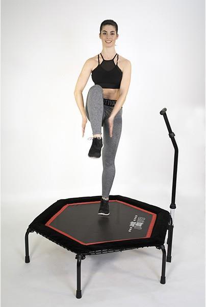 Produktbild Christopeit T200 Fitness Trampolin mit Haltegriff, schwarz/rot (138 cm)