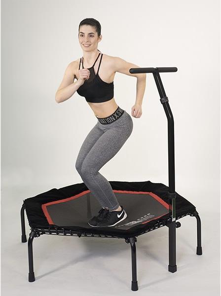 Produktbild Christopeit T200 Fitness Trampolin mit Haltegriff, schwarz/rot (138 cm)