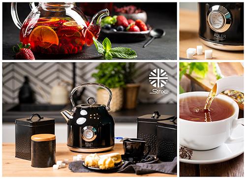 Actual product image Adler AD 1346b Kettle with a Thermomete, Electric, Power 2200 W, Capacity 1.7 L, Black (1.70 l)