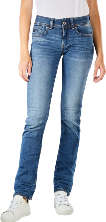 Actual product image G-Star Midge Zip Mid Straight Jeans medium indigo aged (W28/L36)
