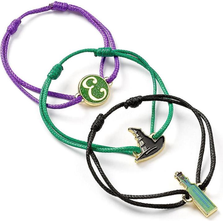 Immagine prodotto WICKED Elphaba Bracciale dell'Amicizia Set di 3 Bracciali - Verde, Oro e Viola (15 cm, Alluminio, Rame, Zinco)
