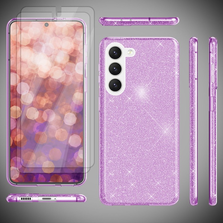 Produktbild Nalia Glitzer Silikon Hülle mit 2x Displayschutz (Samsung Galaxy S23)