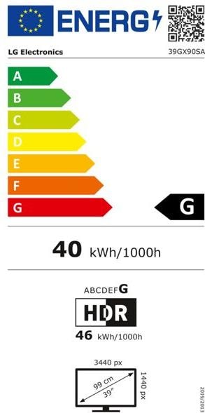 Energy Label LG 39GX90SA-W (3440 x 1440 pixels, 39")