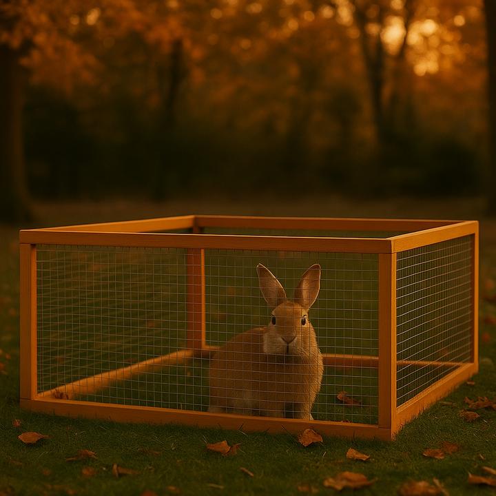 Wiltec Free-range enclosure wood 1000x1000x450mm Free-range hutch for small animals Rabbits