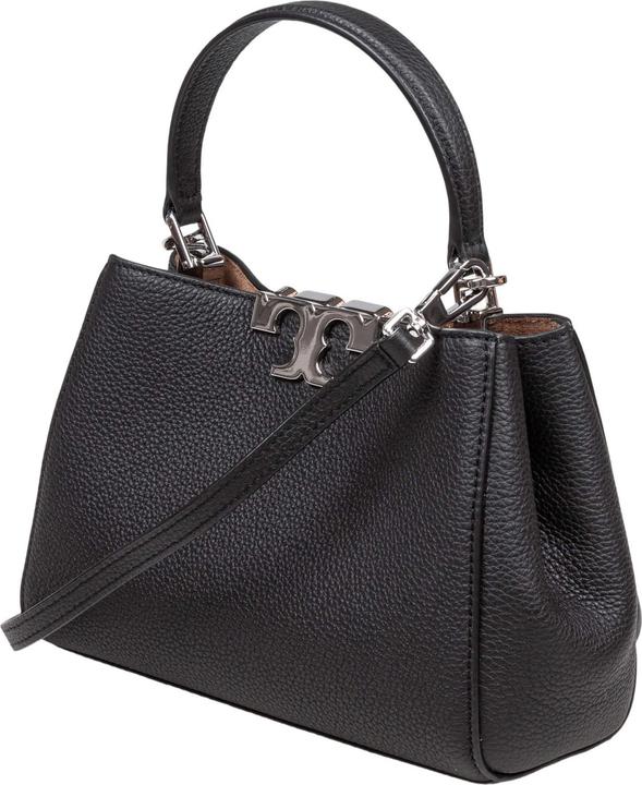 Actual product image Tory Burch eleanor mini satchel in hammered leather black
