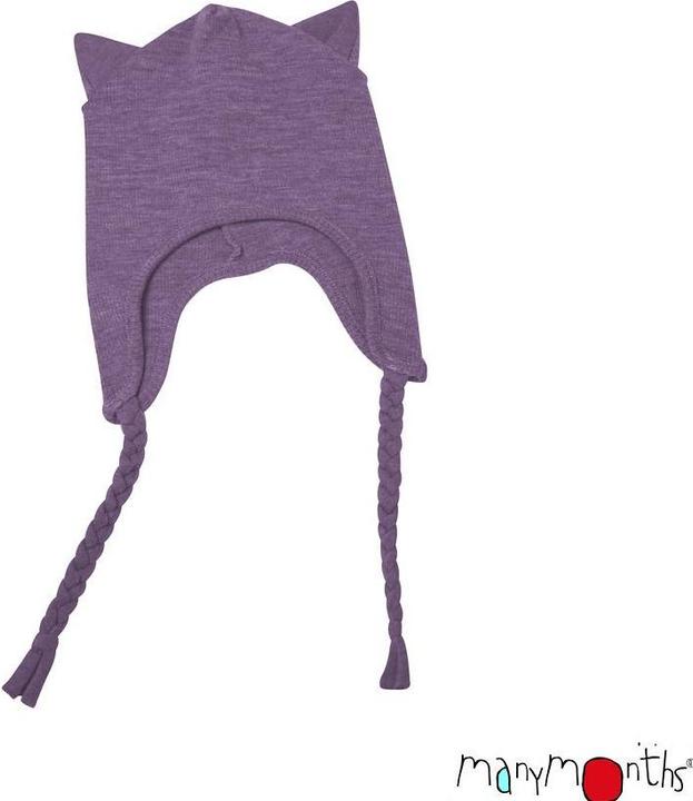 Actual product image ManyMonths Wool Beanie Kitty (with ears) - dusty grape