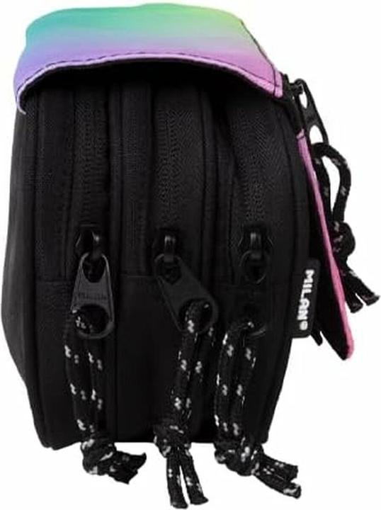 Actual product image Pencil case with 3 compartments and flap Sunset Black