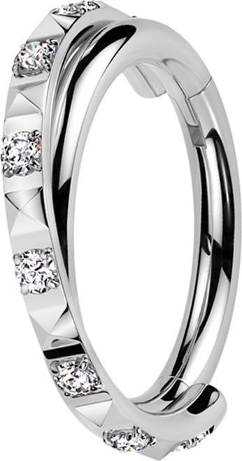 Produktbild Star Piercing Micro Segmentring klappbar silber gekreuzt Pyramiden und Kristalle silber (ohne Messing, Titan)