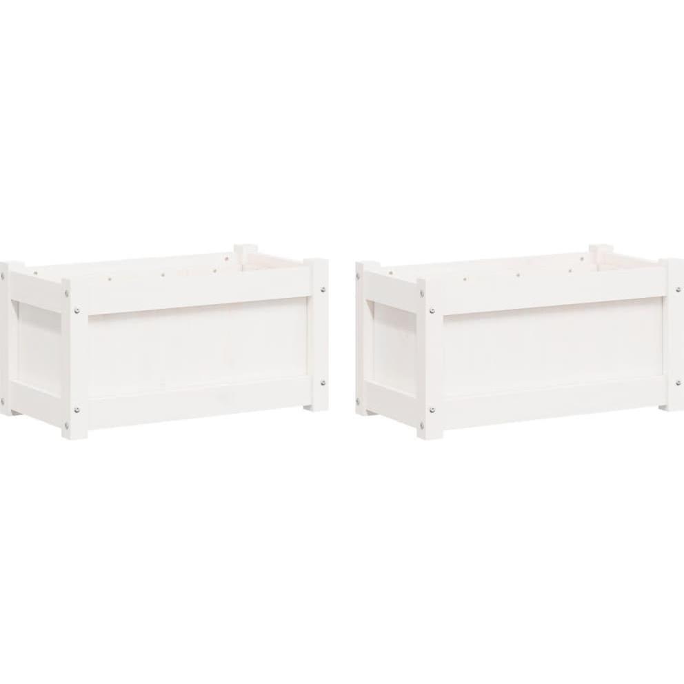 VidaXL, Hochbeet, Pflanzkübel 2 Stk. Weiss Massivholz Kiefer,Farbe