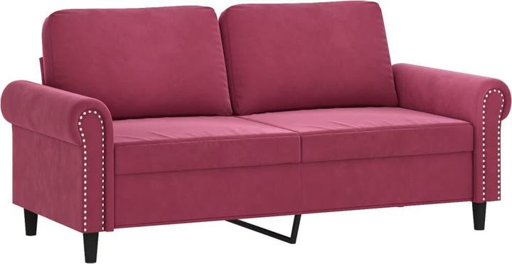 Produktbild vidaXL Sofagarnitur Kissen Sessel Sofa Couch Designsofa 2-tlg. Weinrot Samt (2-Sitzer)