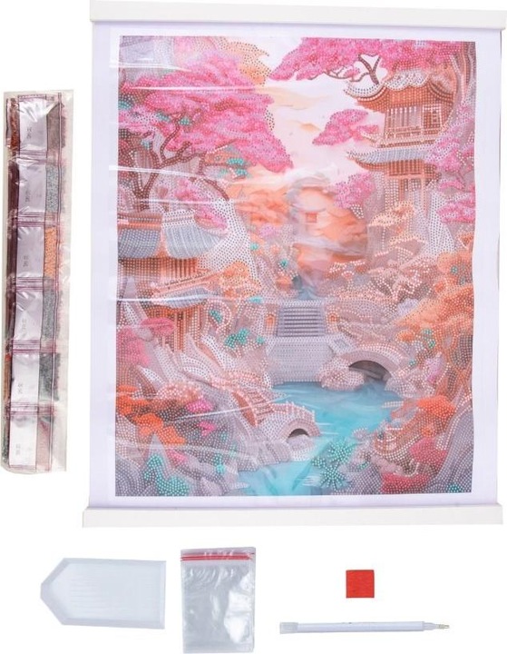 Actual product image Craft Buddy Cherry Blossom Bliss, 35x45cm Crystal Art Scroll