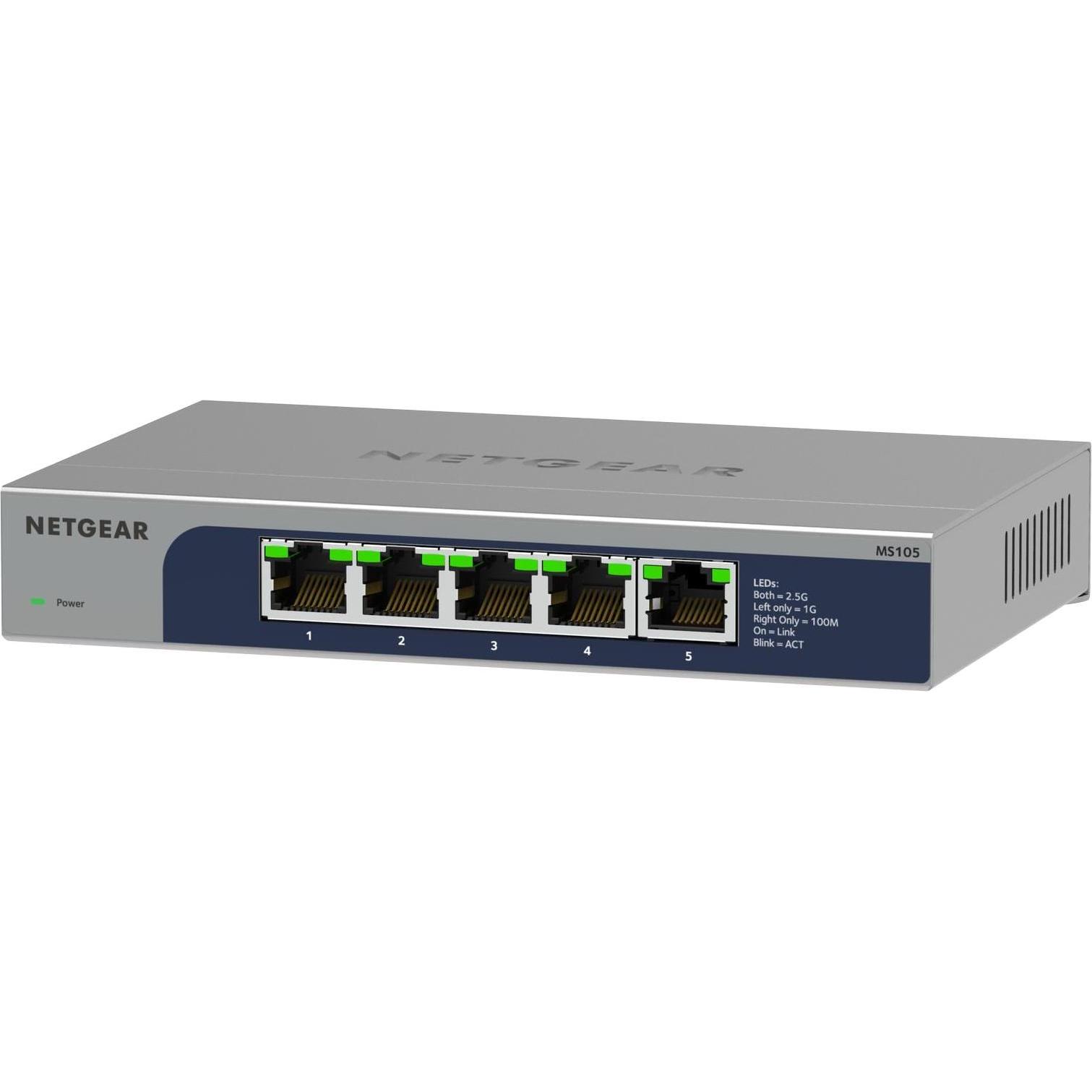 Netgear 5-Port 2.5G Unmanaged Switch (5 Ports), Netzwerk Switch, Grau
