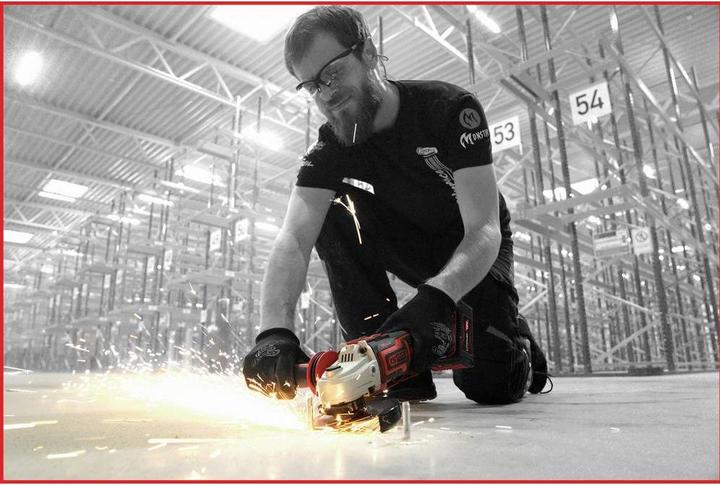 Actual product image KS Tools eMONSTER brushless cordless angle grinder set, 4-piece | 18 volt, 2 batteries and charger (125 mm)