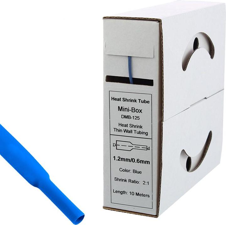 Actual product image Offgridtec 10m heat shrink tubing 1.2mm>0.6mm blue (1 x)