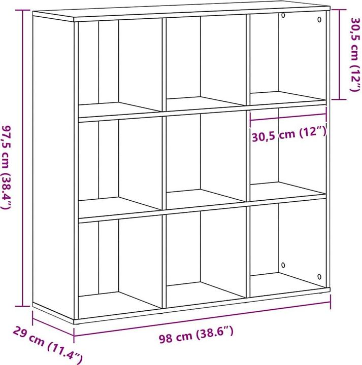 Produktbild vidaXL Bücherschrank (98 x 29 x 97.50 cm)