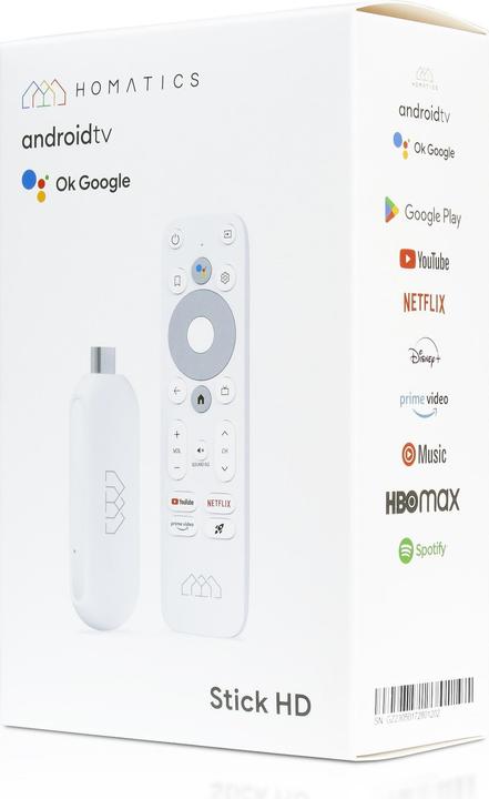Actual product image Abcom Stick HD Android TV Media Player Stick White (Full HD, HDMI, 5GHz WiFi, Voice Remote Control (32 GB, Android 11)