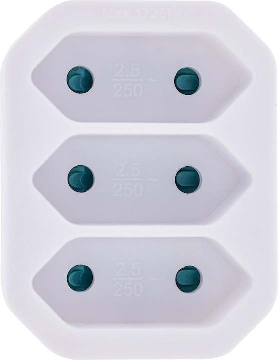 Produktbild InLine Steckdosenadapter, CEE7/17 an 3x Eurobuchse, mit erhöhtem Berührungsschutz, weiss (3 x)